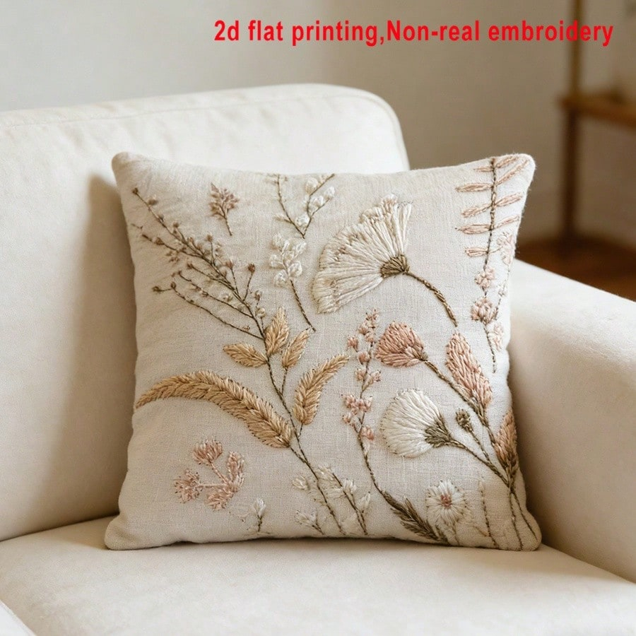 Pillow Cover 20X20 - 1pc Neutral Wildflower Throw Pillow Cover,